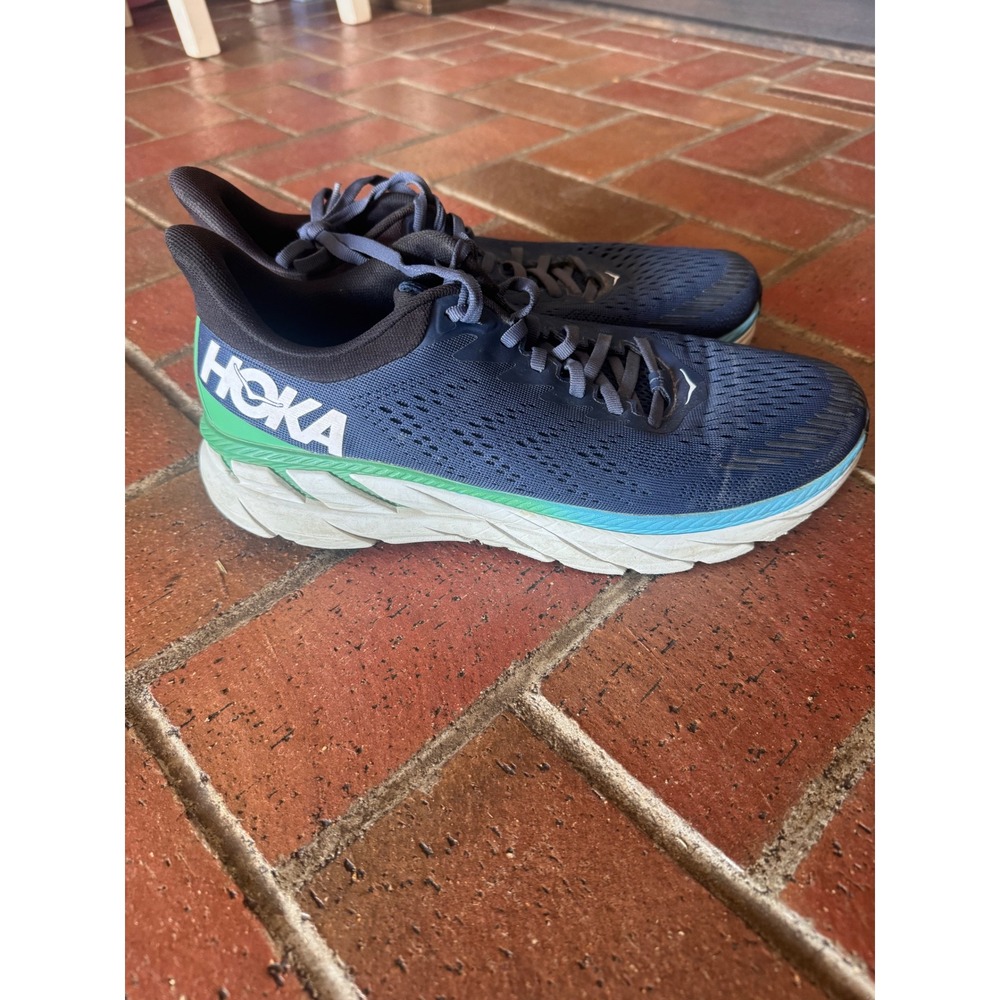 Hoka One One Clifton 7 Mens‎ Running Shoes Blue Green 1110508 MOAN Size 10